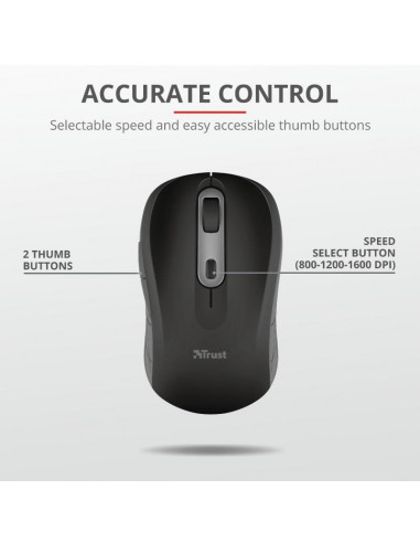 Mouse Trust Duco Dual Connect, Wireless, negru,TR-23613