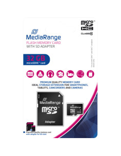 MR959,MediaRange Micro SDHC 32GB Class 10 with SD adapter "MR959" (timbru verde 0.03 lei)