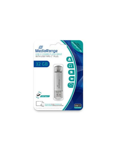 MR936,MediaRange USB 3.1 combo flash drive, w/USB Type-C, 32GB "MR936" (timbru verde 0.03 lei)