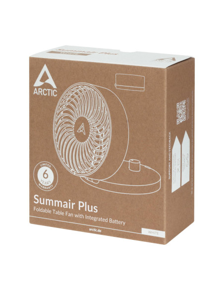 AEBRZ00026A,VENTILATOR de BIROU Arctic "Summair Plus", alb, pliabil, 112 mm, 3300 rpm, conectare prin USB Type-C, grila detasabi