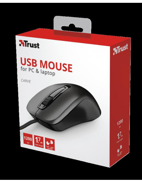 Mouse Trust Carve, USB Mouse, negru,TR-23733