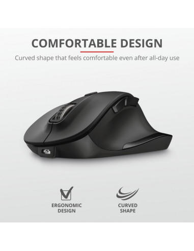 Mouse Trust Fyda, Rechargeable Wireless, negru,TR-23804