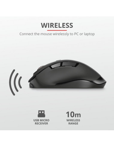 Mouse Trust Fyda, Rechargeable Wireless, negru,TR-23804