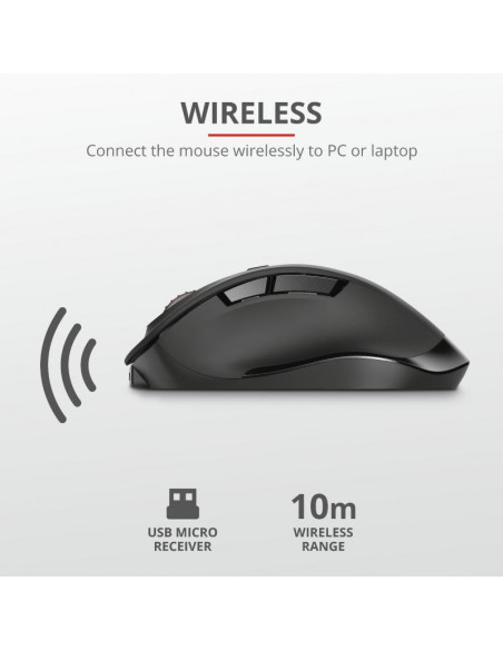 Mouse Trust Fyda, Rechargeable Wireless, negru,TR-23804