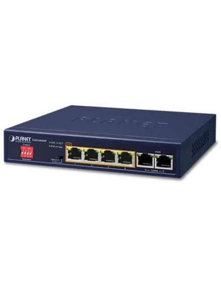 GSD-604HP,Switch PoE Planet 4-Port 10/100/1000T 802.3at POE + 2-Port 10/100/1000T Desktop Switch (55W POE Budget, Externa "GSD-6