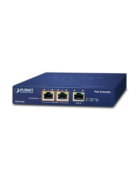 POE-E202,Range extender Planet 1-Port 802.3at PoE+ to 2-Port 802.3af/at Gigabit PoE Extender "POE-E202"