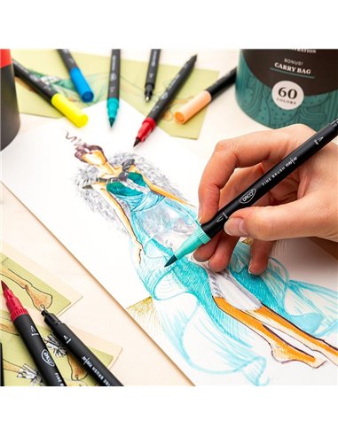 PX560,Pix liner 60 culori Fine Brush DACO PX560,Pix liner 60 culori Fine Brush DACO