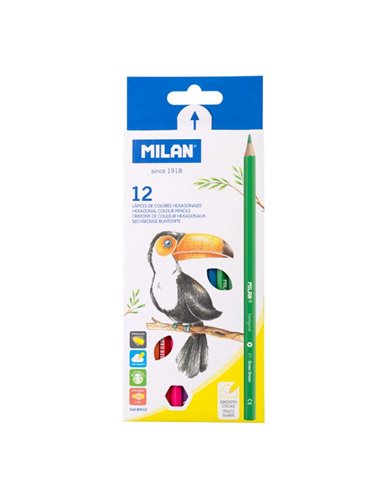 80012,Creioane colorate MILAN 12 buc/cutie