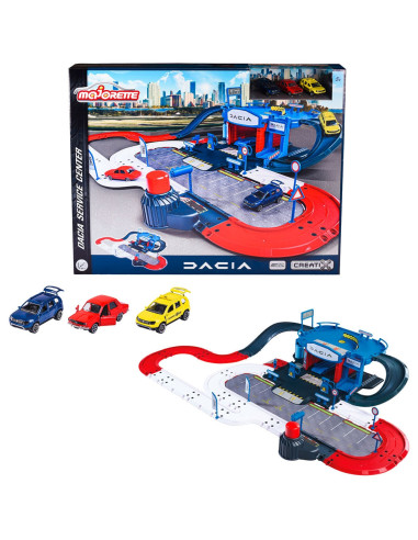 S212050010SRO,Pista de masini Majorette Dacia Service Center cu 3 masinute