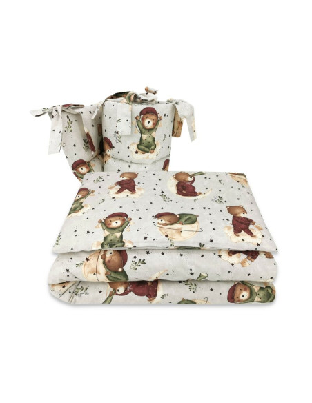 BN-6426972023474,MimiNu - Lenjerie patut 3 piese, Cu protectie laterala, Din bumbac certificat Oeko Tex Standard 100, Pentru pat