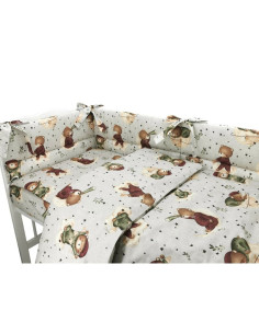 BN-6426972023474,MimiNu - Lenjerie patut 3 piese, Cu protectie laterala, Din bumbac certificat Oeko Tex Standard 100, Pentru pat 2