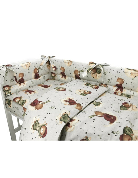 BN-6426972023474,MimiNu - Lenjerie patut 3 piese, Cu protectie laterala, Din bumbac certificat Oeko Tex Standard 100, Pentru pat