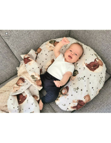 BN-6426972023474,MimiNu - Lenjerie patut 3 piese, Cu protectie laterala, Din bumbac certificat Oeko Tex Standard 100, Pentru pat