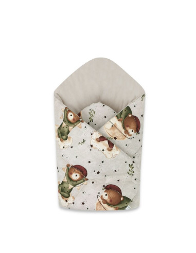 BN-6426972023481,MimiNu - Paturica de infasat cu doua fete, Cu multiple utilizari, Cu inchidere arici velcro, Dimensiune 75x75 c