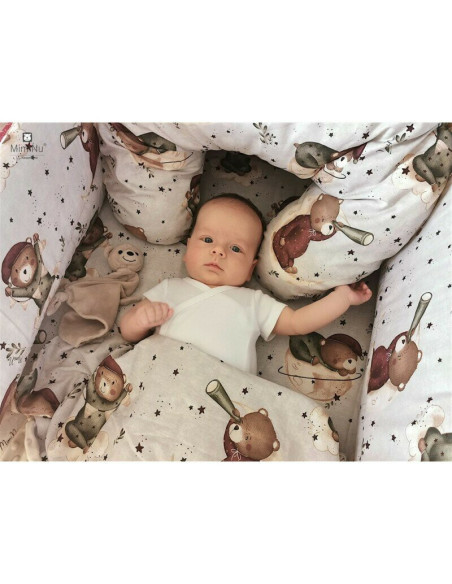 BN-6426972023559,MimiNu - Cearceaf cu elastic pentru patut co-sleeper, Vera, Dimensiune 89 x 51 cm, Din bumbac certificat Oeko T