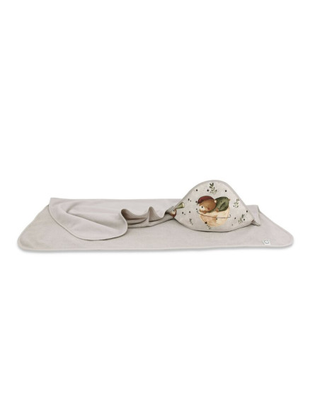 BN-6426972023573,MimiNu - Prosop mare cu gluga, Dimensiune 100x100 cm, Din bumbac si thermo fleece, Materiale certificate Oeko T