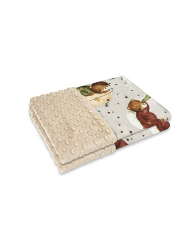 BN-6426972023597,MimiNu - Paturica pufoasa cu doua fete, Dimensiune 75x100 cm, Din tesatura Minky si bumbac, Materiale certifica