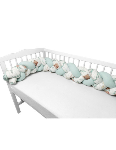 BN-6426972023801,MimiNu - Protectie laterala pentru patut bebe, Tip Bumper impletit, Din bumbac, Din materiale certificate Oeko 
