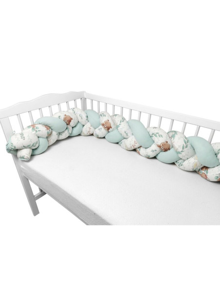 BN-6426972023801,MimiNu - Protectie laterala pentru patut bebe, Tip Bumper impletit, Din bumbac, Din materiale certificate Oeko 