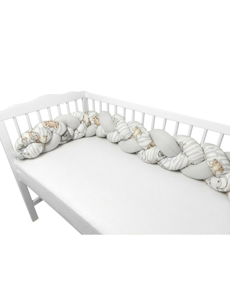 BN-6426972023818,MimiNu - Protectie laterala pentru patut bebe, Tip Bumper impletit, Din bumbac, Din materiale certificate Oeko 