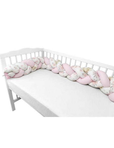 BN-6426972023825,MimiNu - Protectie laterala pentru patut bebe, Tip Bumper impletit, Din bumbac, Din materiale certificate Oeko 