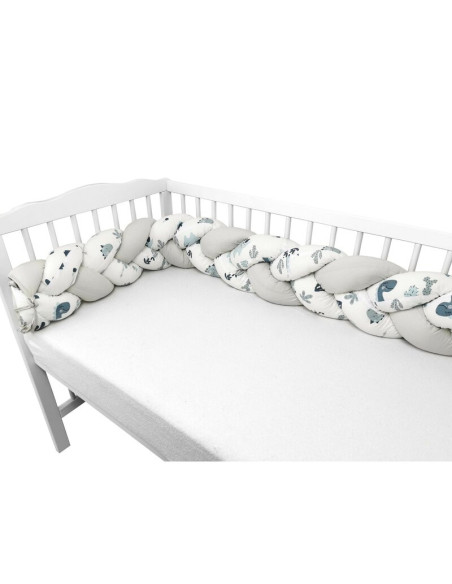 BN-6426972023832,MimiNu - Protectie laterala pentru patut bebe, Tip Bumper impletit, Din bumbac, Din materiale certificate Oeko 