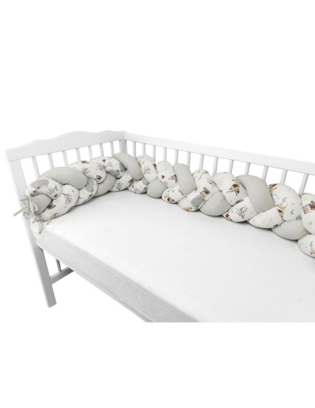 BN-6426972023849,MimiNu - Protectie laterala pentru patut bebe, Tip Bumper impletit, Din bumbac, Din materiale certificate Oeko 