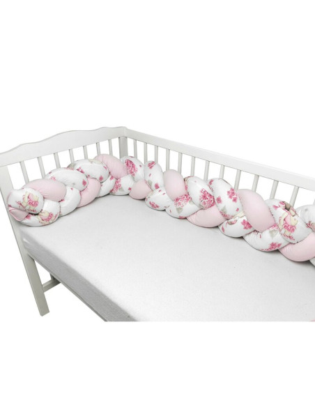 BN-6426972023887,MimiNu - Protectie laterala pentru patut bebe, Tip Bumper impletit, Din bumbac, Din materiale certificate Oeko 