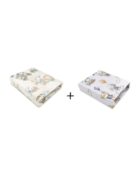 BN-6426972024044,MimiNu - Set 2 cearceafuri cu elastic pentru patut leagan sau patut co-sleeper, 90x50 cm, Din bumbac, Material 