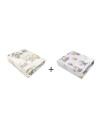 BN-6426972024044,MimiNu - Set 2 cearceafuri cu elastic pentru patut leagan sau patut co-sleeper, 90x50 cm, Din bumbac, Material 