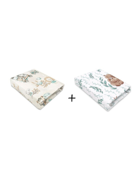 BN-6426972024051,MimiNu - Set 2 cearceafuri cu elastic pentru patut leagan sau patut co-sleeper, 90x40 cm, Din bumbac, Material 
