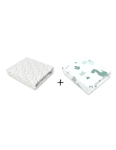 BN-6426972024082,MimiNu - Set 2 cearceafuri cu elastic pentru patut leagan sau patut co-sleeper, 90x40 cm, Din bumbac, Material 