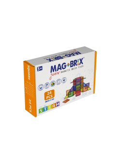 MBRXJR24,Set magnetic Magbrix Junior 24 piese patrate - compatibil cu caramizi de constructie tip Lego Duplo