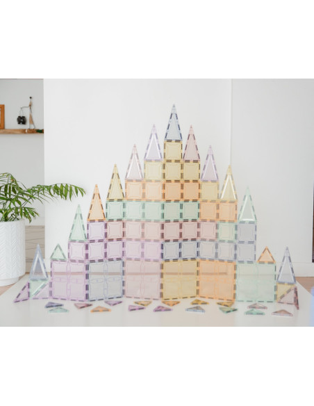 MBL-109,Set magnetic Magblox - 102 piese magnetice de constructie PASTEL transparente