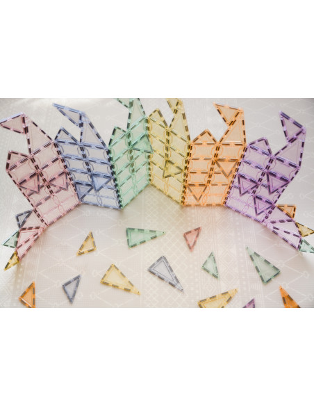 MBL-109,Set magnetic Magblox - 102 piese magnetice de constructie PASTEL transparente