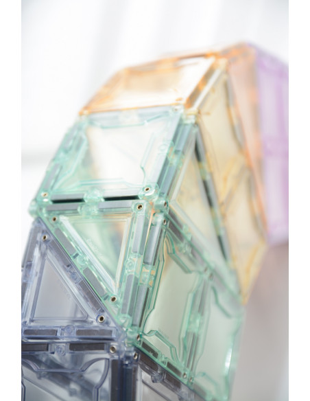 MBL-109,Set magnetic Magblox - 102 piese magnetice de constructie PASTEL transparente