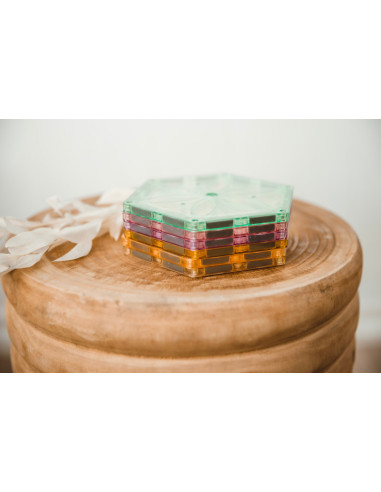 MBL-111,Set magnetic Magblox - 6 piese magnetice hexagon PASTEL pentru constructie
