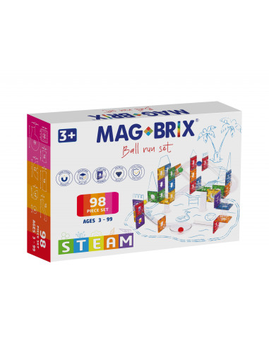 MBL-114,Set magnetic Magblox - 98 piese, circuit cu bile - Magbrix Marble Run