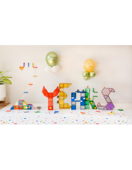 MBL-114,Set magnetic Magblox - 98 piese, circuit cu bile - Magbrix Marble Run