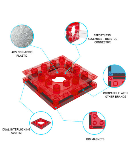 MBL-114,Set magnetic Magblox - 98 piese, circuit cu bile - Magbrix Marble Run
