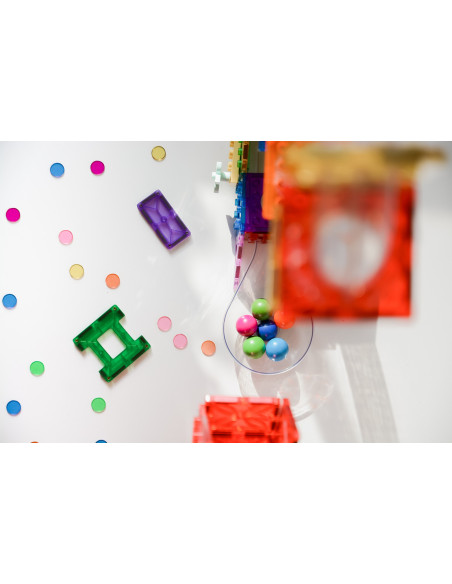 MBL-114,Set magnetic Magblox - 98 piese, circuit cu bile - Magbrix Marble Run