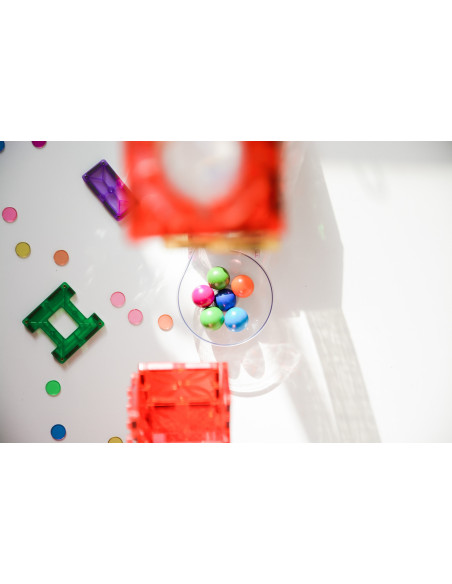 MBL-114,Set magnetic Magblox - 98 piese, circuit cu bile - Magbrix Marble Run