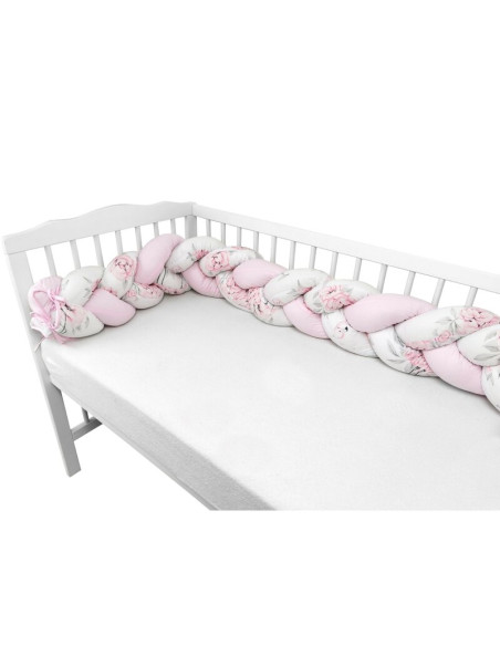 BN-6426972023894,MimiNu - Protectie laterala pentru patut bebe, Tip Bumper impletit, Din bumbac, Din materiale certificate Oeko 