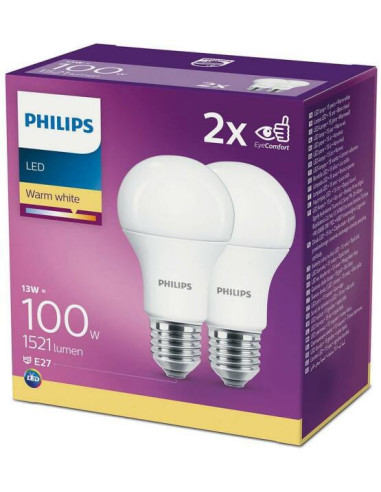 000008718699669430,CORPURI de ILUMINAT Philips LED 100W A60 E27 WW 230V FR ND 2CT/SRT6 "000008718699669430" (timbru verde 0.8 le