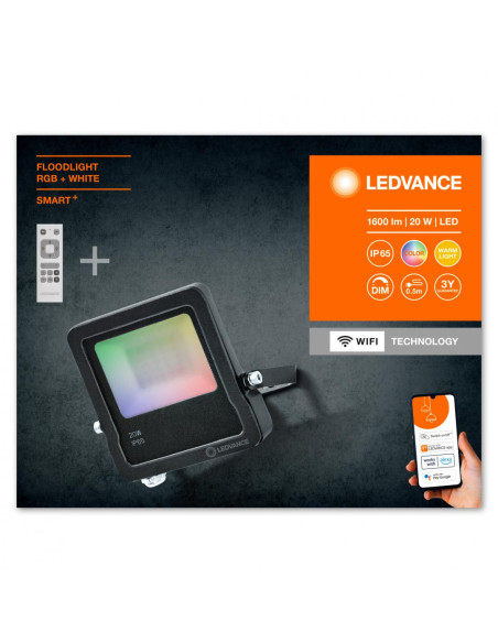 000004058075576674,Proiector LED RGB inteligent Ledvance SMART+ Wifi cu Telecomanda, 20W, 220-240V, 1600 lm