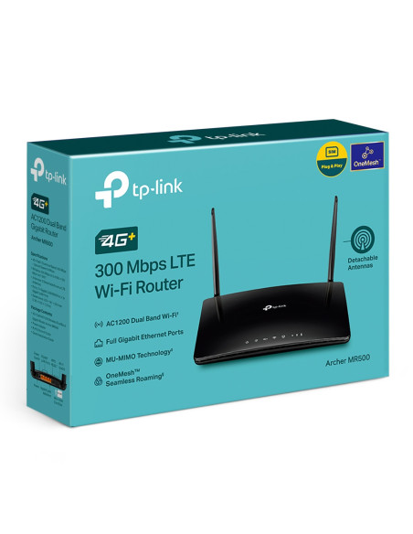 Archer MR500,Router TP-LINK wireless. 4G LTE (desktop), 1200Mbps. 3 porturi 10/100/1000Mbps + 1 WAN/LAN Gigabit, Dual Band "Arch
