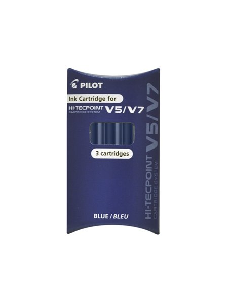 SET-2889++4456,Set roller reincarcabil Pilot V7 Hi-Tecpoint 0.7 mm + 3 rezerve, Albastru