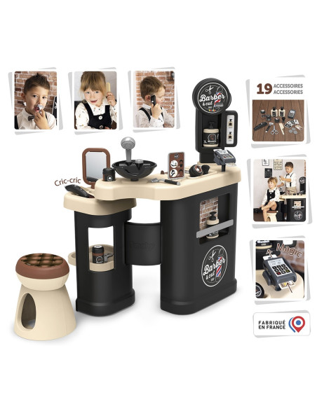 S7600320243,Salon coafura pentru copii Smoby Barber Shop, Barber and Cut negru