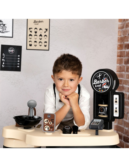 S7600320243,Salon coafura pentru copii Smoby Barber Shop, Barber and Cut negru