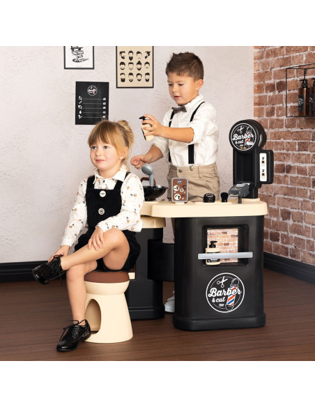S7600320243,Salon coafura pentru copii Smoby Barber Shop, Barber and Cut negru